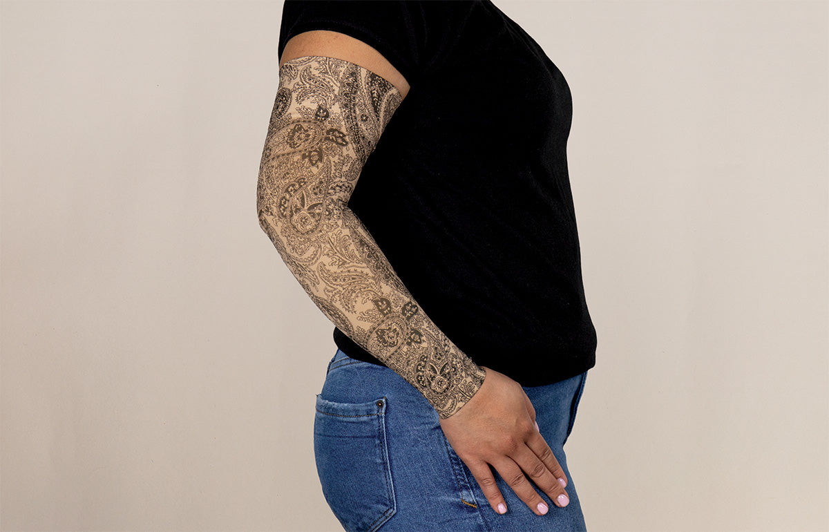 Black Paisley Gradient Compression Arm Sleeve