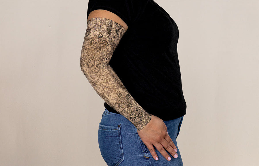 Black Paisley Gradient Compression Arm Sleeve