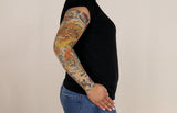 Lotus Dragon Tattoo Gradient Compression Arm Sleeve
