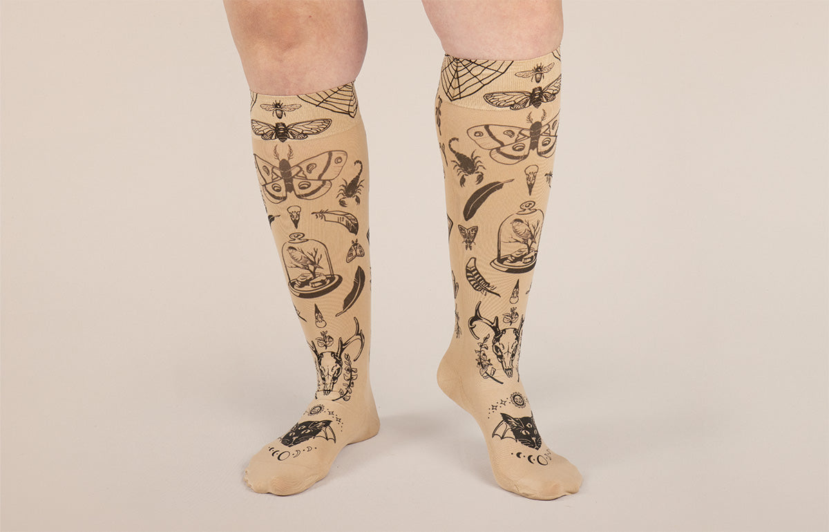 Oddities Beige Gradient Compression Socks