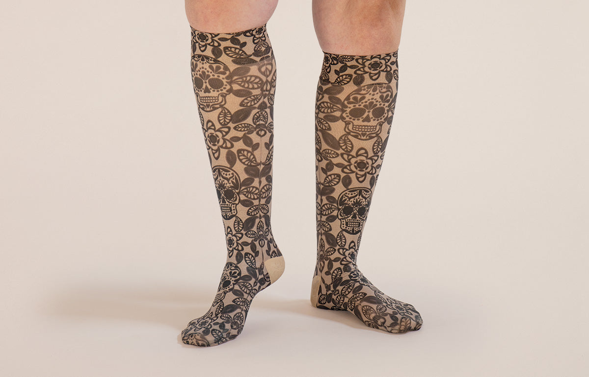 Macabre Beige Gradient Compression Socks