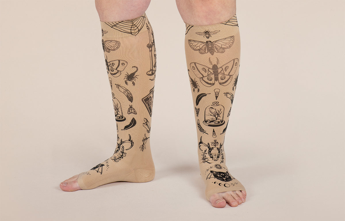 Oddities Beige Gradient Compression Socks