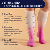 Knee-High Compression Socks – 3 Pack Solids Black/Rose/White
